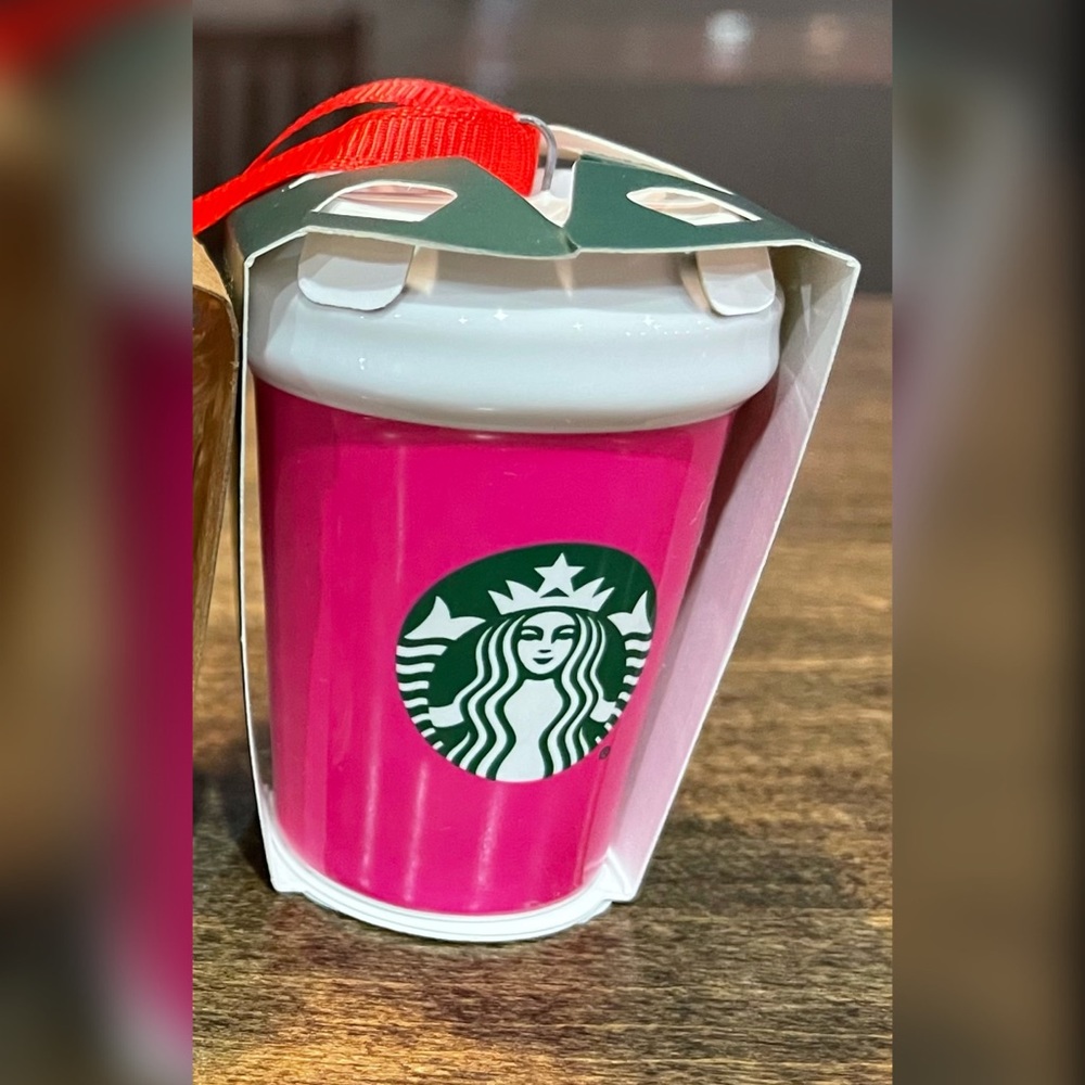 Brand new with tags Starbucks holiday pink ceramic mug ornament